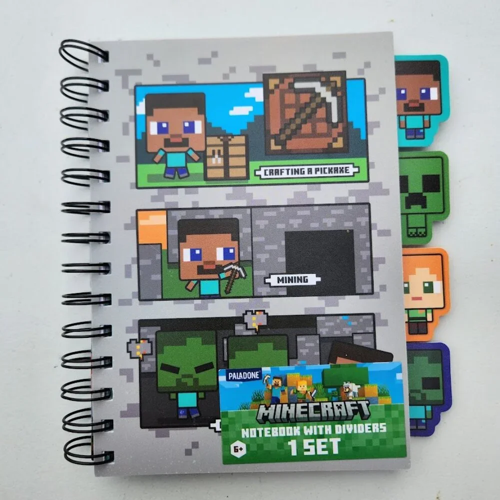 NEW Minecraft Notebook with Dividers School Supplies Spiral Journal 160 Pages Sp